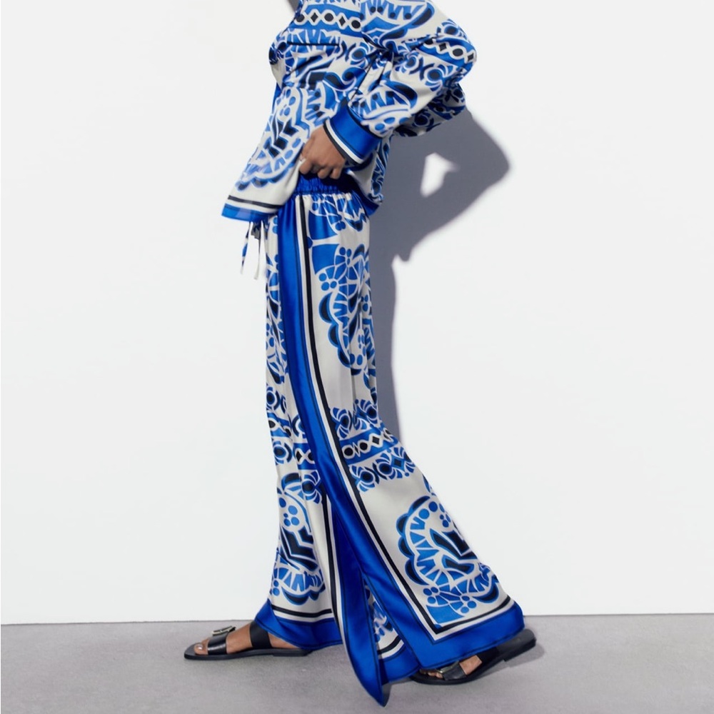 Printed pajama style pants